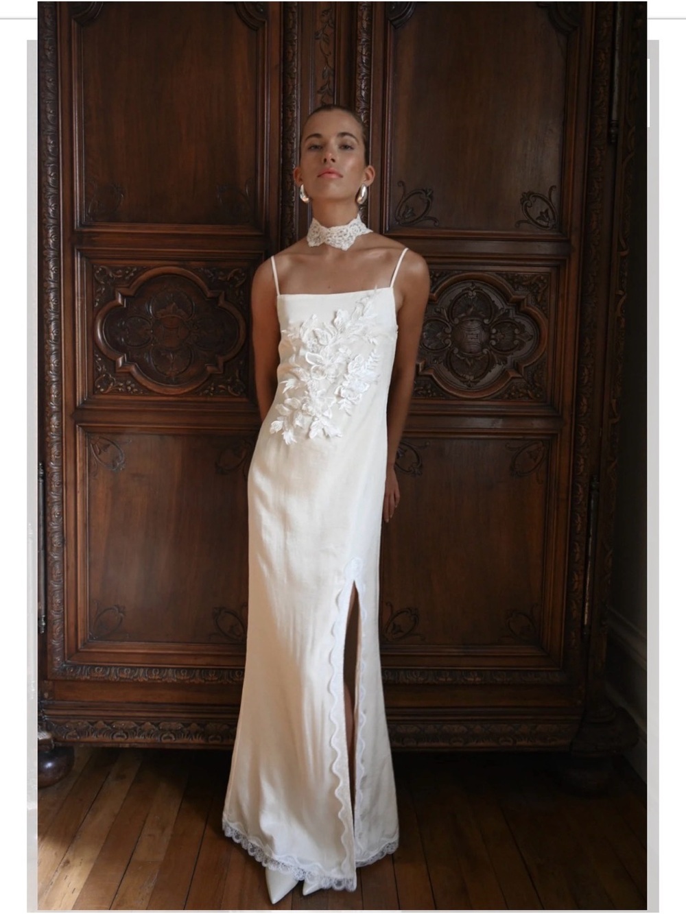 Yellow the Label Riza Dress Elegant White Spaghetti-Strap Embroidered Maxi Dress